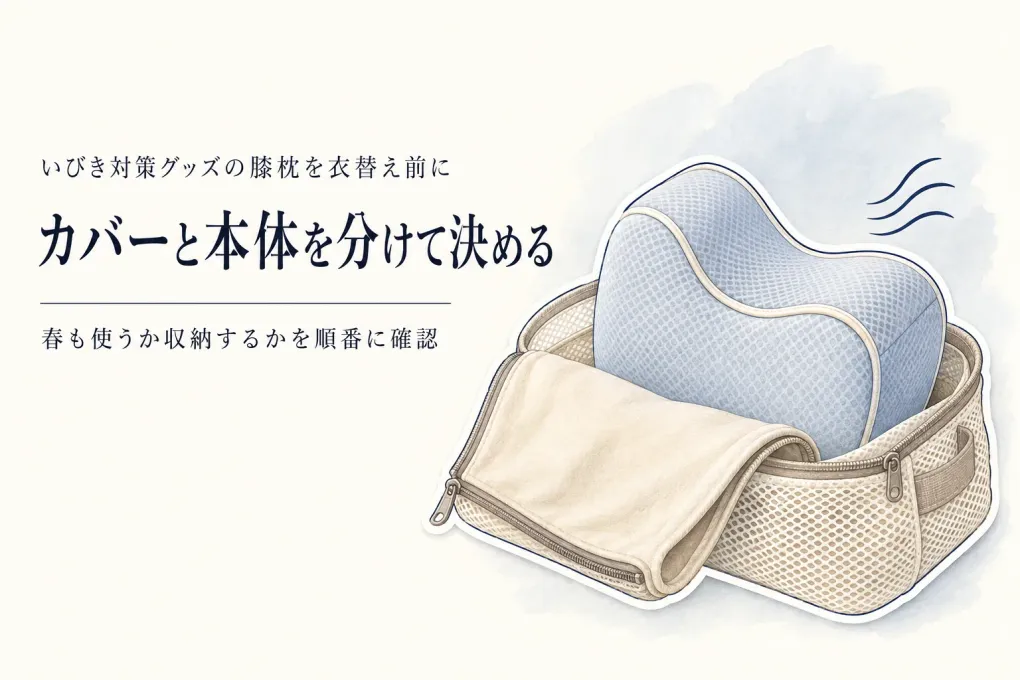 春の衣替え前に、膝枕カバーを替える？横向き寝用の膝枕を収納袋にしまう判断基準